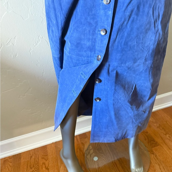 Monterey Bay Ice Blue Suede Button-Front Women's Midi Pencil Skirt NWOT - Picture 4 of 12